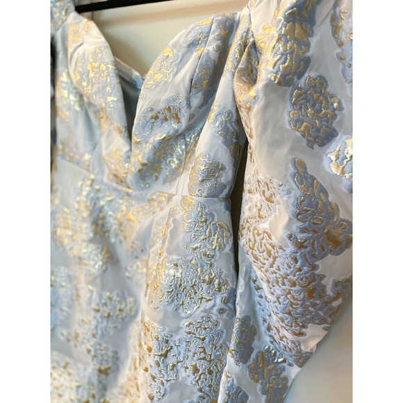 ASOS Design Luxe Premium Milkmaid Jacquard Mini Dress - Picture 3 of 3